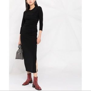 SOLD✨Helmut Lang Black Fitted Long Sleeve Ruching Twist Dress size XS